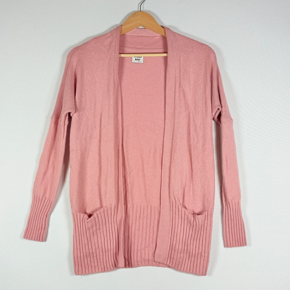 Sunday Best Pink Knit Cardigan XXS Open Front Soft Girl Cozy Coastal Understated
